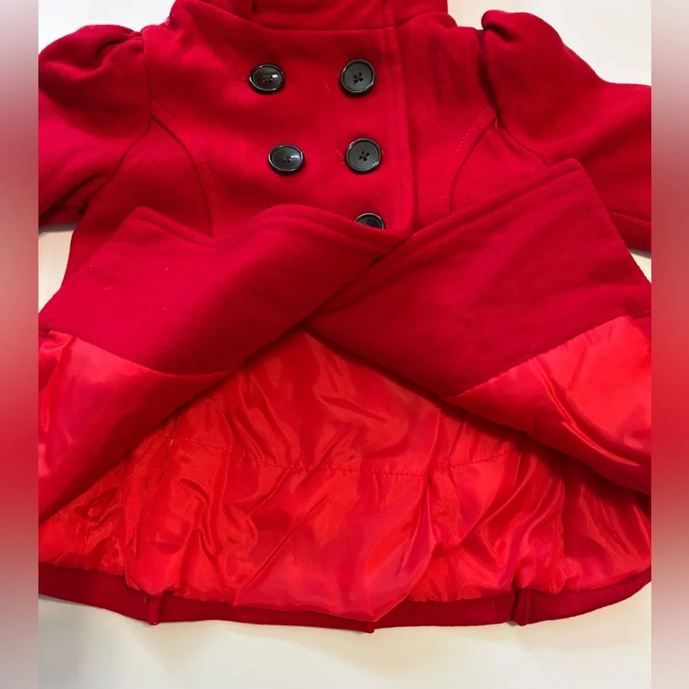 Old Navy Toddlers Red Hooded Pea Coat Size 12-18 Months